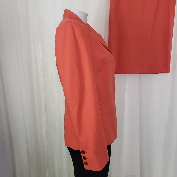 Carolina Herrera orange wool blend blazer skirt set size 10 - Picture 4 of 9